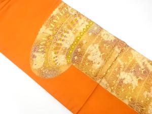 更紗模様織り出し　名古屋帯